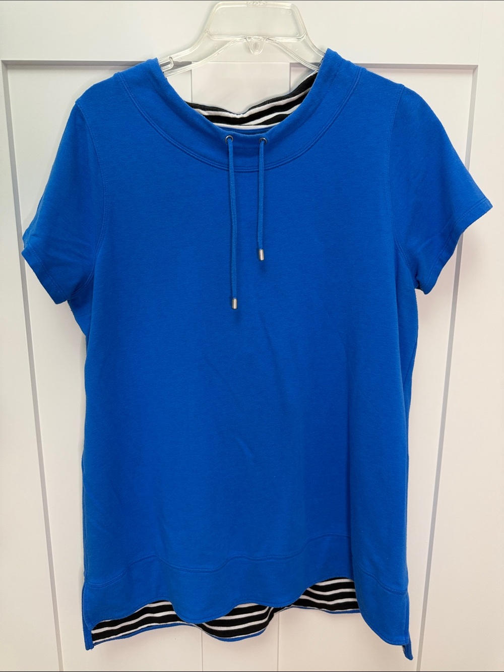 Chico's Bright Blue Short Sleeve Tunic with Drawstring